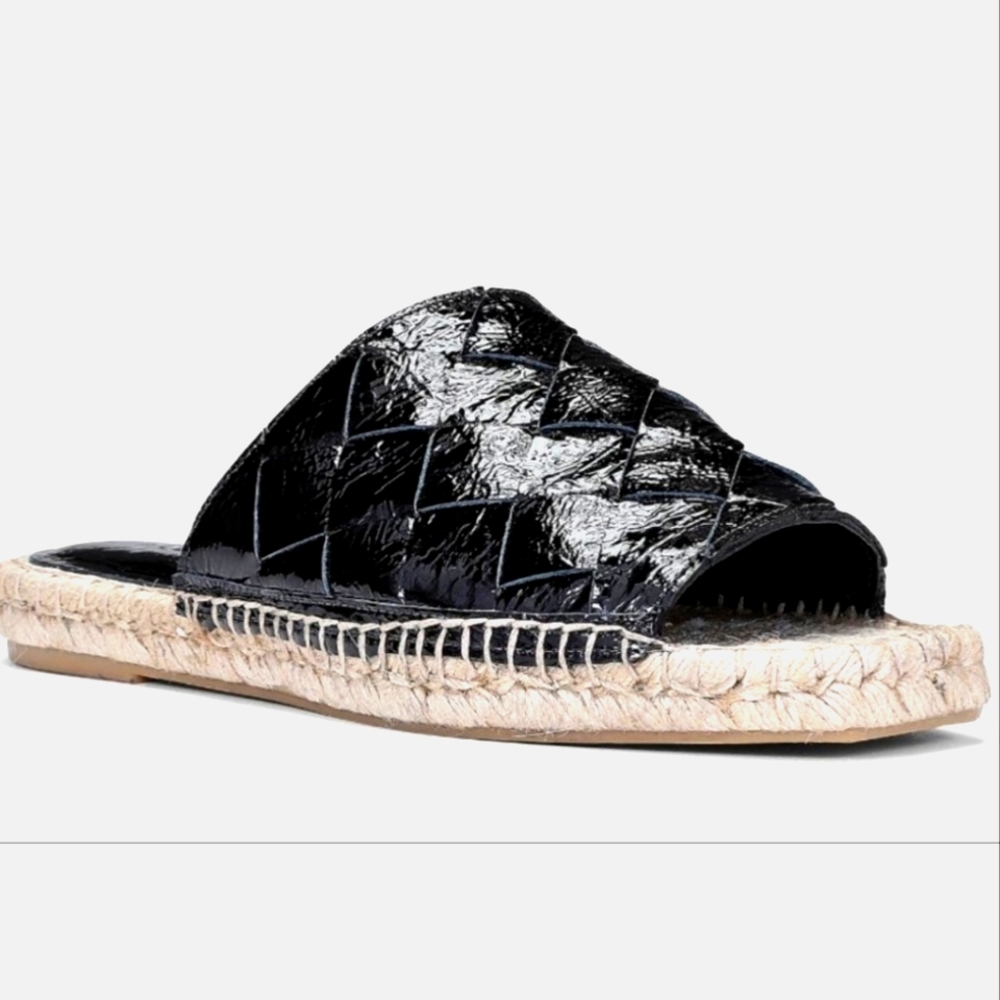 Donald Pliner Nyce Leather Woven Espadrille Slide Sandals